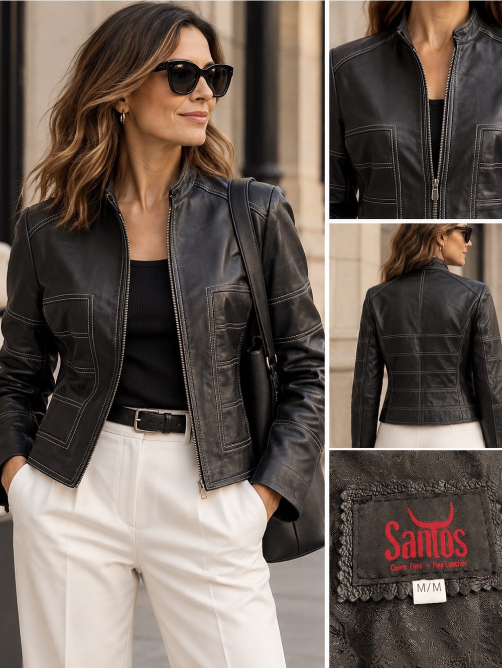 🇨🇦 Santos Montreal Black Fine Leather Jacket, Medium